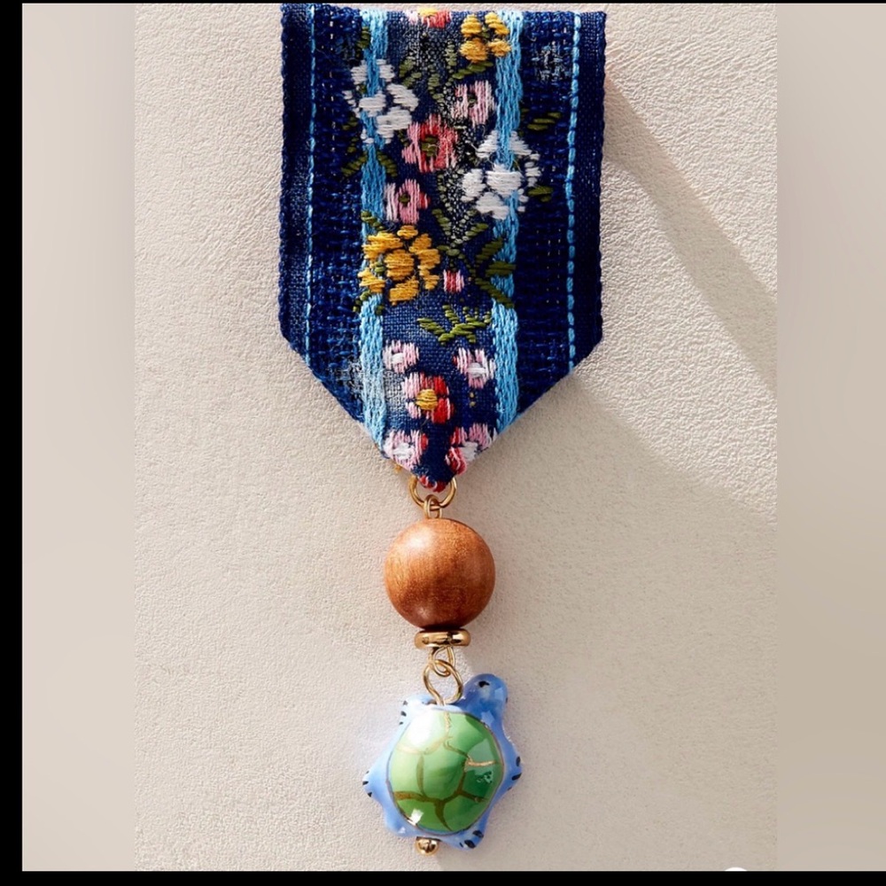NWT Free People Faraway Brooch textile top piecing and turtle.